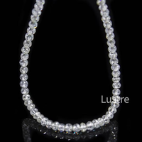 Chaîne de perles de diamant facettées rondes blanches naturelles transparentes, 15 pouces, 25 carats, certifiées par un tiers, pour la création de bijoux DIY