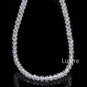 ลูกปัดเพชรเม็ดกลมเจียระไนแบบธรรมชาติสีขาวใสสำหรับทำเครื่องประดับขนาด15นิ้ว - Product Image 3