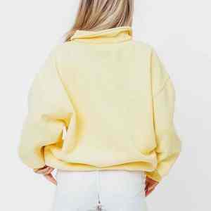 เสื้อสเวตเตอร์ผ้าฟลีซยาวสำหรับสตรีแบบมีซิปเสื้อสวมหัวสีเหลืองเนย/บัตเตอร์ครีมสำหรับ1/4ฤดูหนาว - Product Image 6