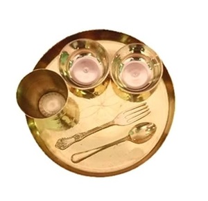 Nice Design Thali <b>Set</b> Indian Manufacturer Flowers Design Wedding Hotel Table Ware Brass Dinner <b>Set</b> Wholesale Manufacturer - Product Image 3