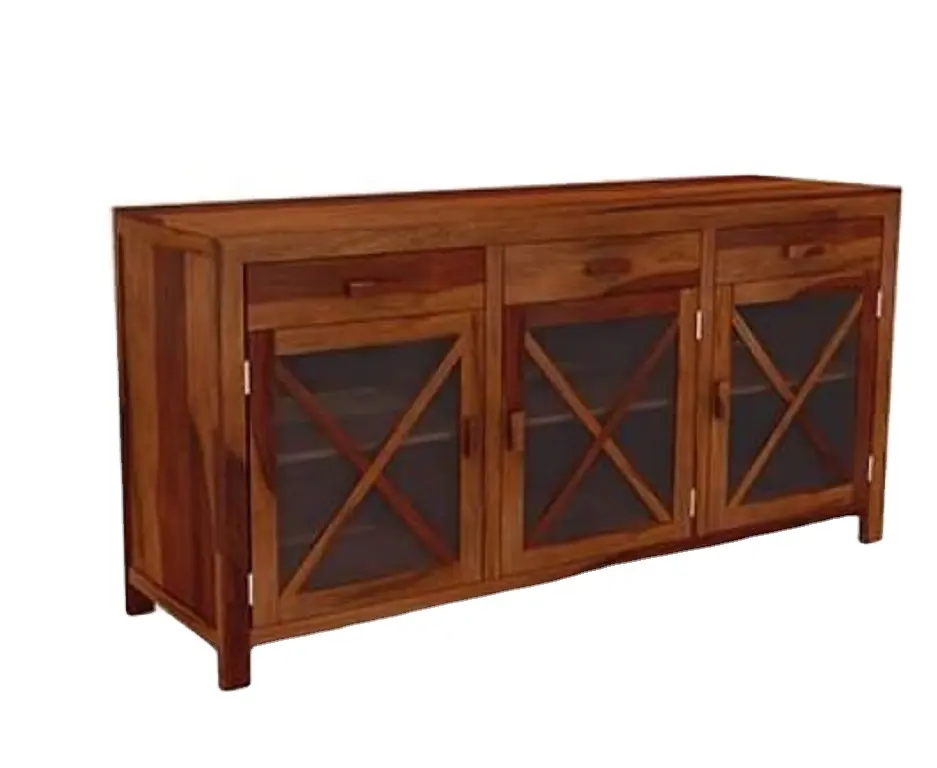 Mueble de madera armario de 3 puertas Kerry Moderno y contemporáneo 3 cajones armario de decoración oscura para el hogar