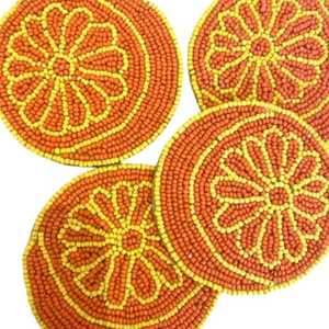 Choix exclusif Table thé perlé broderie deux ensemble sous-verre travail manuel perle de rocaille élégant élégant Premium dernier de l'inde - Product Image 2