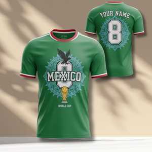 Maglia Unisex per Tifosi di Calcio Mondiali Messico 2026, T-Shirt Promozionale con Grafica Aquila Verde - Product Image 1