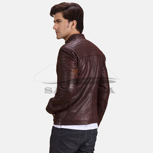 Veste en cuir personnalisée de haute qualité pour hommes Veste d'hiver décontractée à col bouffant épais de luxe et élégante à la mode pour hommes - Product Image 2