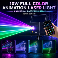 Luz Láser RGB de Animación de 10W con Control por Aplicación, ILDA DMX512, Efectos de Proyección de Logotipos para DJ, Discotecas y Espectáculos