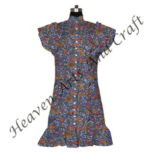 Robe tunique en coton imprimé de blocs de conception bohème de haute qualité fabriquée en Inde - Product Image 3