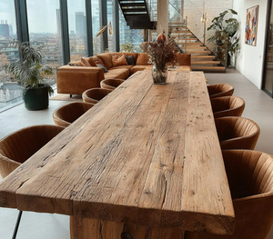 Mesa de comedor ecológica hecha a mano de madera maciza cuadrada de nogal con borde vivo, casa de campo rústica personalizada o estilo moderno para uso en apartamentos - Product Image 2