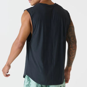 เสื้อกล้าม96% 4% โพลีเอสเตอร์สำหรับผู้ชายเสื้อกล้ามใส่เล่นยิมผ้าสแปนเด็กซ์พื้นหอยเชลล์โลโก้ตามสั่ง - Product Image 2