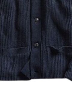 Pull cardigan en tricot côtelé à col châle boutonné, tricot texturé chaud d'hiver, couleur bleu marine, coton, vêtement décontracté tendance - Product Image 4