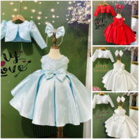 Tenue d'hiver en tissu satiné de haute qualité pour bébés filles veste amovible robe de soirée fabriquée au Vietnam ensemble brillant pour l'automne hiver