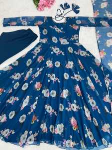 Nuevo Vestido de Fiesta de Georgette Sintética con Estampado Digital y Costuras, Colección Lista para Usar, Vestido Tradicional - Product Image 2