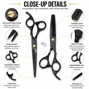ชุดกรรไกรตัดผม 6.5 นิ้ว กรรไกรตัดและซอยผม สแตนเลส ชุดอุปกรณ์ร้านตัดผม รับทำโลโก้ - Product Image 6