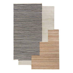 พรมลายทางสีงาช้าง ทอแบนจากปอกระเจาและป่าน รุ่น PDJT-390 สำหรับใช้ในบ้าน - Product Image 1