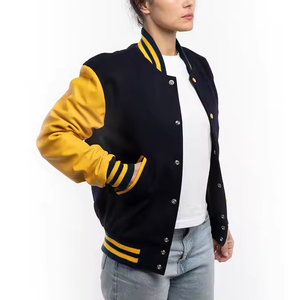 Chaqueta de béisbol informal de manga larga, chaqueta universitaria transpirable para mujer, chaquetas de bombardero Vintage de bloque de Color - Product Image 4