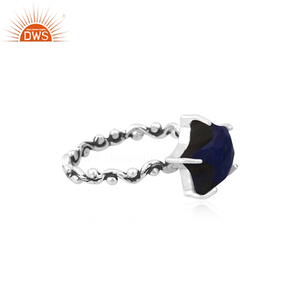 Anillo de diseño antiguo de piedras preciosas de lapislázuli Natural de plata esterlina más vendido para ocasiones de fiestas fabricante de joyería personalizada - Product Image 3