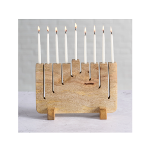 Handcrafted Natural Wood Menorah With Elegant <b>Gold</b> <b>Candle</b> Holders For Premium Modern Home Decor Display - Product Image 6