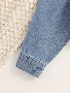 Veste en jean déchirée pour femme avec détails déchirés, boutonnée sur le devant, style décontracté, pour l'automne, couleur unie, tissu en coton, élégante - Product Image 2