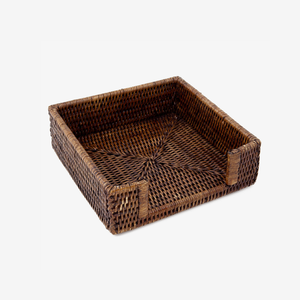 2024 vente chaude en gros carré porte-serviettes en bambou porte-mouchoirs en rotin avec salle à manger cuisine plateau à serviettes en bois - Product Image 3