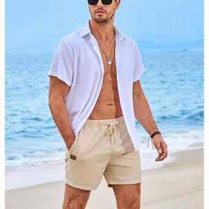 Short de Golf en Coton et Lin Décontracté pour Homme, Taille Élastique, Cordon de Serrage, avec Poches, Nouvelle Collection 2024 - Product Image 2