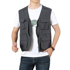 Respirant hommes multi-poches col en V fermeture éclair Cargo gilet de travail maille en Nylon gilet tactique photographe sans manches gilet de pêche - Product Image 4