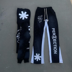 Venta al por mayor 100% algodón polar de gran tamaño chándal de moda personalizable sólido diseño de diamantes de imitación transpirable sostenible XL invierno - Product Image 4