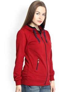 Cotton <b>Fleece</b> Women's Hoodie Sweatshirt <b>Zipper</b> Warm Long Sleeves Double Hoodie Casual Style Embroidered Eco-Friendly - Product Image 2