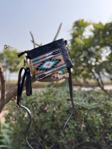 Hand Tooled Carving Handbag Jacquard <b>Black</b> Color Sling Bohemian Aztec Fabric Lightweight Zipper Stylish Hot Selling <b>Bags</b> for - Product Image 4