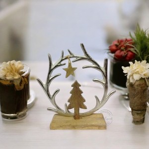 Escultura de reno de Navidad chapada en plata de metal y madera de alta calidad para decoración navideña - Product Image 6