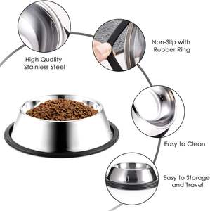 Bulk Petware Collection Supplier 700ml Stainless Steel <b>Dog</b> <b>Bowl</b> Anti-Slip Anti-Skid With Rubber Base <b>Water</b> Food Use Pet Feeder - Product Image 2