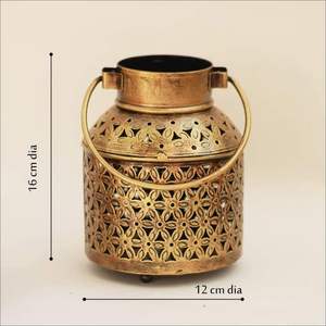 Traditional festive metal <b>votive</b> tea light <b>candle</b> <b>holder</b> with intricate pattern for spiritual functions and decor - Product Image 5