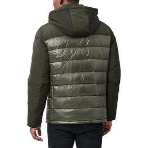 Veste matelassée unisexe bicolore verte, manteau d'hiver chaud rembourré, capuche, vêtements d'extérieur isolés, fermeture éclair, vêtements décontractés, temps froid, imperméable - Product Image 2