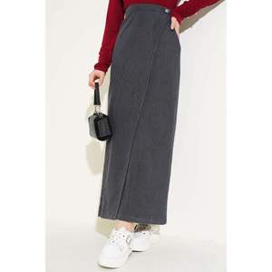 Jupe en jean à boutons latéraux Fumée - Product Image 2