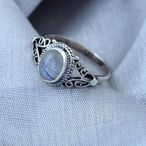 แหวนพลอยมูนสโตนแท้925แหวนเงินสเตอร์ลิงแฮนด์เมดสำหรับผู้หญิงแหวนซ้อนเครื่องประดับขายส่ง - Product Image 2