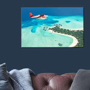 ภาพพิมพ์บนผ้าใบสำหรับตกแต่งผนัง: ภาพวิวทะเลสีฟ้า ตกแต่งด้วยภาพเกาะเขตร้อน,1P:Gallery Wrapped - Product Image 1