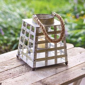 Set of 2 Galvanized Metal Antique <b>Lantern</b> Farmhouse and Garden Use Home Decor Hanging <b>Lantern</b> - Product Image 4