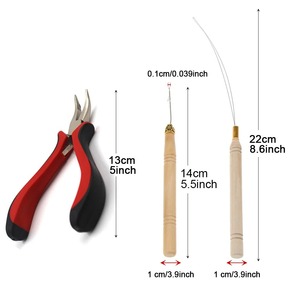 Kit de Herramientas para Extensiones de Cabello, Aguja de Micro-Tirón para Extensiones, Enhebrador de Lazos y 500 Anillos de Micro-Tirón con Revestimiento de Silicona - Product Image 2