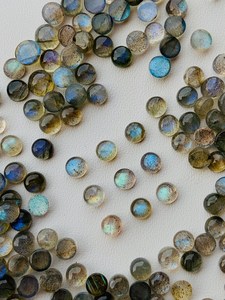 Labradorite naturelle de haute qualité Rajasthan 4mm 5mm 10mm 12mm coupe ovale calibré dos plat lâche faisant collier fait main - Product Image 4