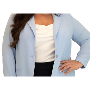 Blazer Mare Pour Toi Azzurro con Nucleo Intrecciato, Taglia 22W, Decorazione con Bottoni e Ricami, Motivo Tinta Unita e Stampato - Product Image 5