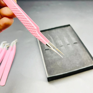 Competitive Price Multi-Color Titanium-Coated Stainless Steel Anti-Magnetic Comfortable Handle 10mm Eyelash <b>Tweezers</b> for Eyelash - Product Image 6