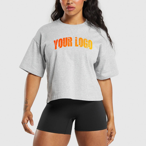 New Fashionable Custom Made Plus Size <b>Crop</b> Top <b>T</b>-<b>Shirt</b> for Women Lightweight 100% Cotton Short Sleeve Loose <b>Fit</b> Women's Outwear - Product Image 1