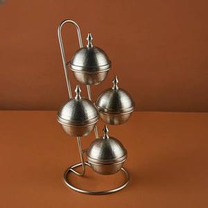 Bol de Date Arabe Moderne Khajoor Pots Moyen-Orient Design Métal Marteau Jetable Travail pour la Maison Servir Meilleure Qualité Blanc Royals - Product Image 2