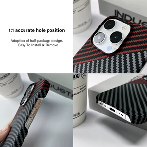 Pour <span class=keywords><strong>iPhone</strong></span> 16 15 12 13 <span class=keywords><strong>14</strong></span> Étui de téléphone en métal pour appareil photo en fibre de carbone, pour <span class=keywords><strong>iPhone</strong></span> 15 <span class=keywords><strong>Pro</strong></span> Étui en fibre de carbone - Product Image 3