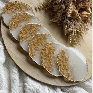 Flower Epoxy Resin <b>Coasters</b> <b>with</b> <b>Holder</b> <b>Set</b> Molds Custom Logo UV Printing Durable Wedding Favors & Bridal Party Gifts - Product Image 4