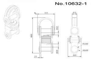 Rótula giratoria de acero inoxidable HM personalizada con articulación en U, acabado pulido, lavable TW - Product Image 4