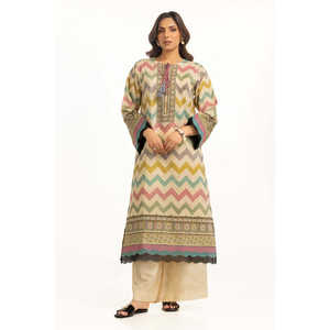 Conjunto de Traje Estampado Jacquard Beige para Mujer - Camisa y Pantalón - Product Image 1