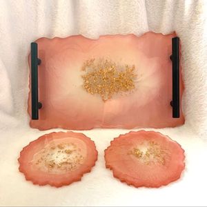 Plato artístico de resina para servir, patrón sólido moderno, duradero, hecho a mano para entretener a los invitados, fiestas, celebraciones, regalos, 100 Uds. - Product Image 1