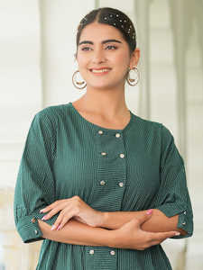 Tunique longue en coton Kantha à rayures bohèmes élégante pour femmes, tenue de tous les jours vibrante, sorties décontractées, style sans effort, motif - Product Image 2