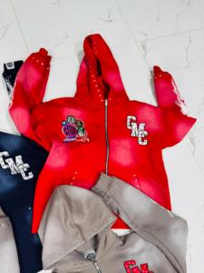 Custom Logo Manufacturer DTG Printing <b>Men's</b> Heavyweight Thick Distressed Cropped <b>Zip</b>-<b>Up</b> Acid Wash Fleece Hoodie for <b>Men</b> - Product Image 3