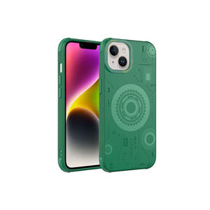 Coque Netzy vert foncé pour iPhone 14 Plus SAFA, compatible avec la charge sans fil, coque arrière en silicone à motifs - Product Image 1