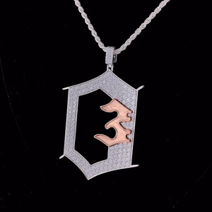 Lujo VVS Mossanite diamante colgante Iced Out Hiphop joyería dos tonos letra inicial 925 Plata Hiphop colgante personalizado - Product Image 5